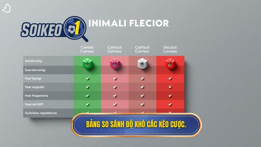 Bảng so sánh độ khó các kèo cược.